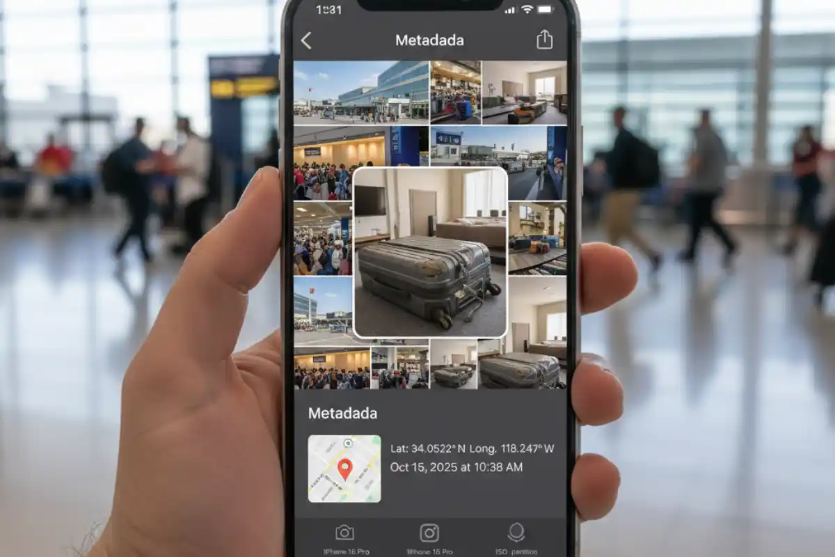 Photo gallery with location and timestamp data enabled to prove time and place of travel incidents